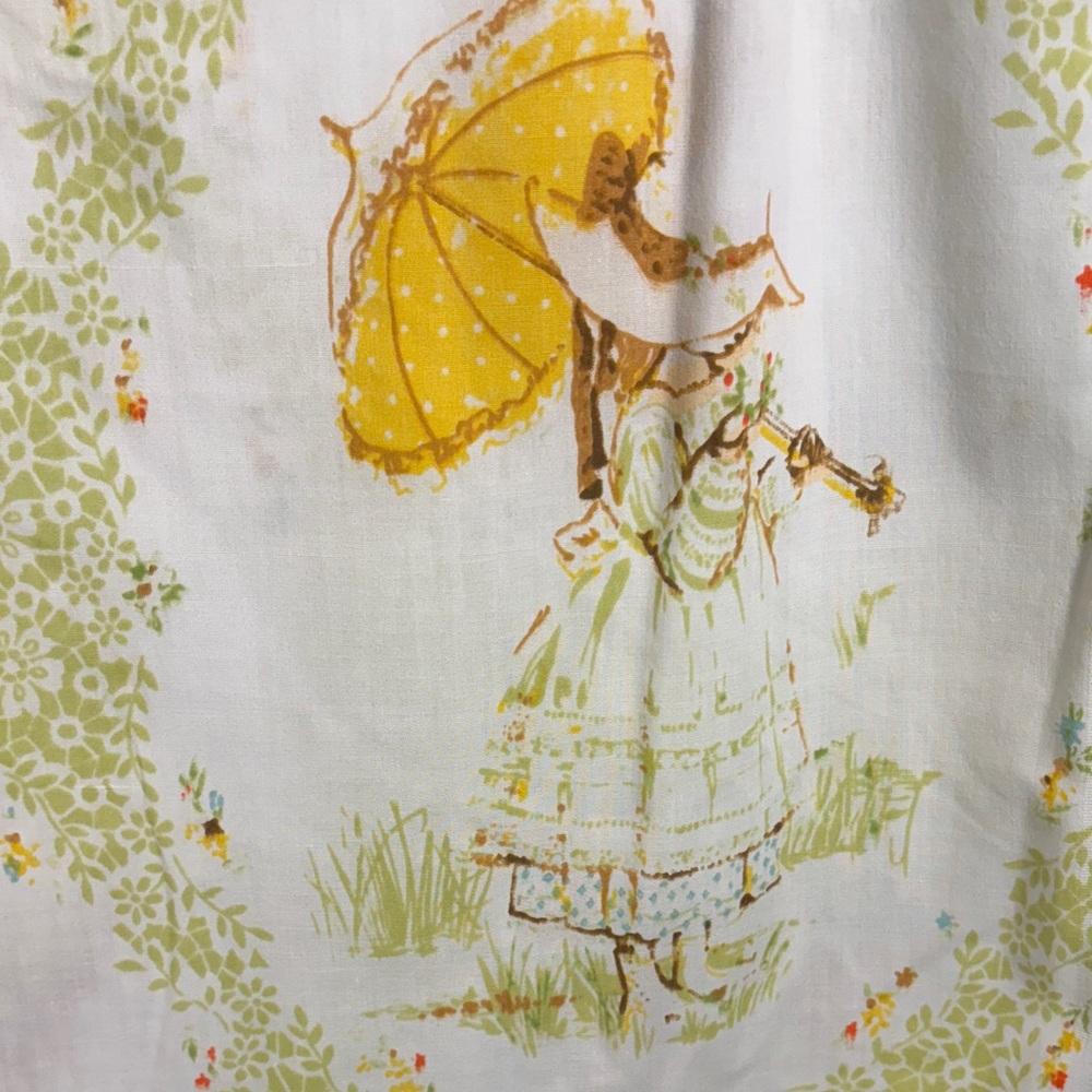 Vintage 1970’s Style Fabric holly hobbie Umbrella Design full flat‎ box T
